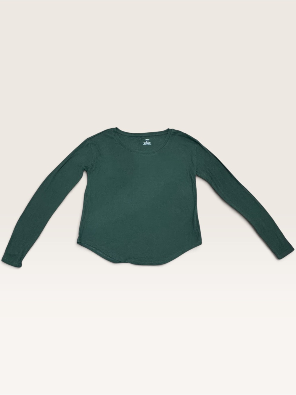 Aerie Dark Green Ribbed Long Sleeve Crewneck Top Women’s S